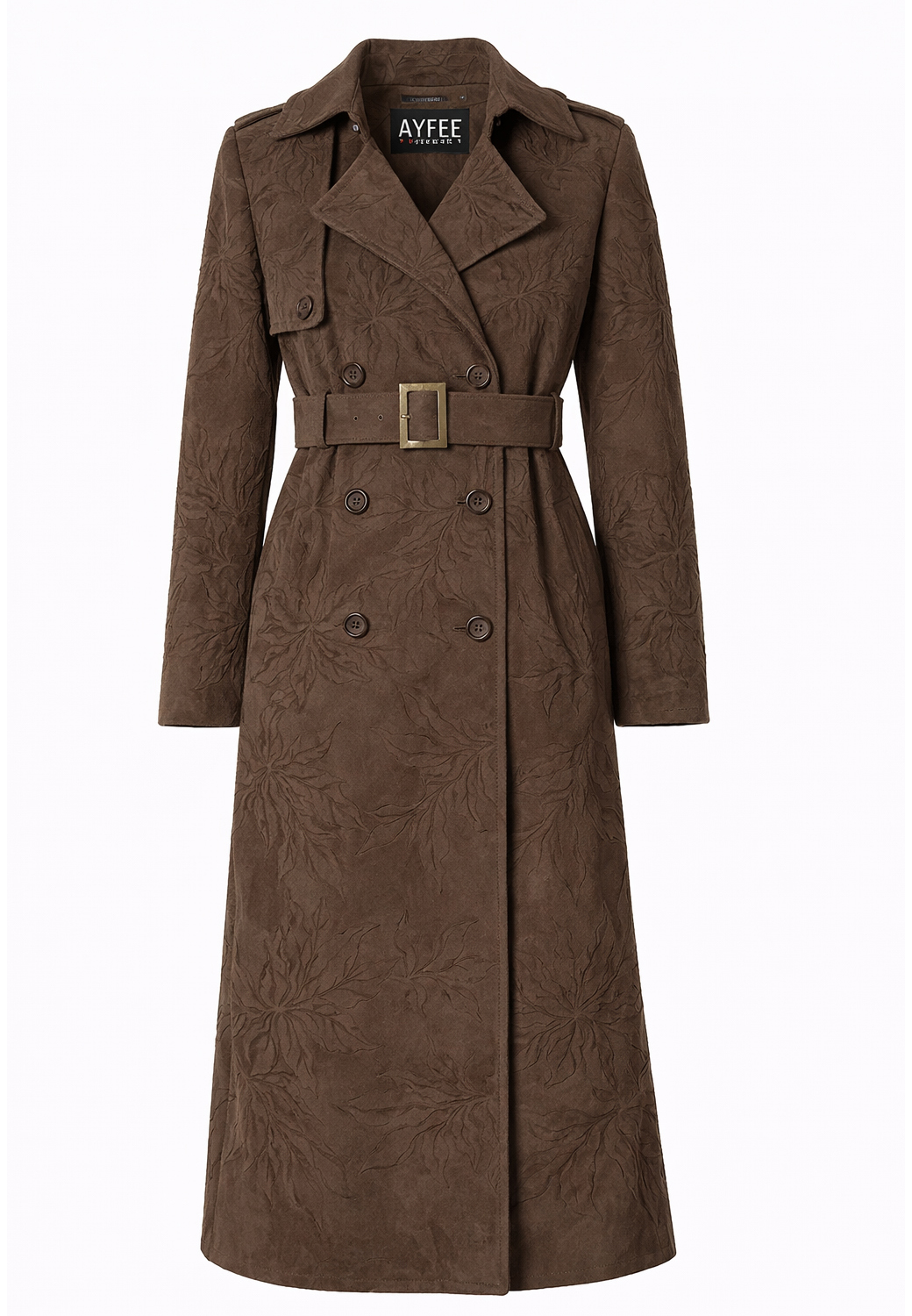 CAPPOTTO SUEDE + EMB,4 TG,100%PL,MADE IN PRC               - BROWN